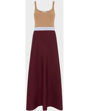 Gabriela Hearst Flaminius Sleeveless Colorblock Wool-Cashmere Knit Midi Dress - Red