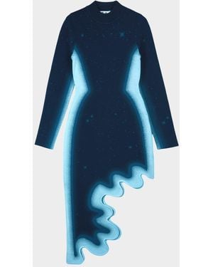 Ph5 Dobby Wavy High-Low Midi Dress - Blue