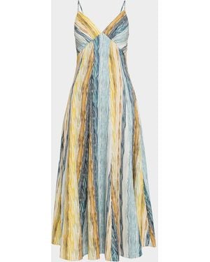 Rosie Assoulin Striped Twill Empire-Waist Midi Cami Dress - White