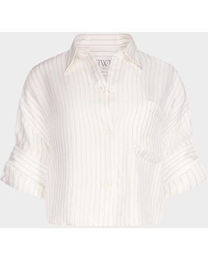 Twp Next Ex Striped Cropped Shirt - White
