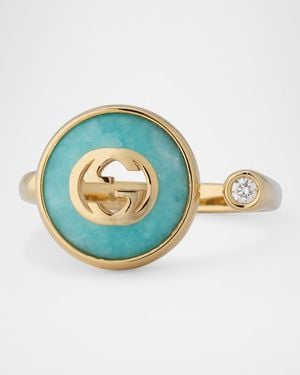 Gucci Interlocking 18K Ring With Diamond And Amazonite - Blue