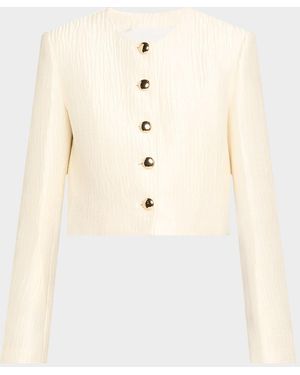 Brandon Maxwell The Ryder Crewneck Single-Breasted Jacket - Natural