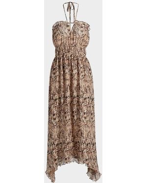 Ramy Brook Gabriela Printed Halterneck Midi Dress - Natural