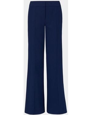 MILLY Nash High-Rise Wide-Leg Cady Pants - Blue