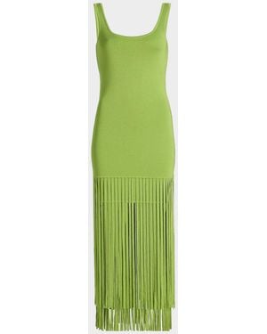 Toccin Roxanne Scoop-Neck Mini Dress With Fringe - Green