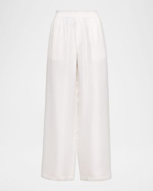 Lisa Yang Silk Twill Wide-Leg Pants - White