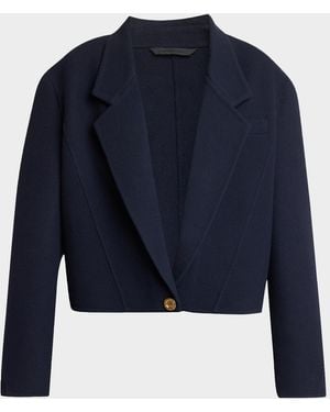 Givenchy Double Face Wool-Cashmere Crop Boxy Coat - Blue