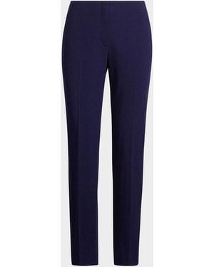 Ralph Lauren Lux Wool Crepe Slim-Leg Ankle Pants - Blue