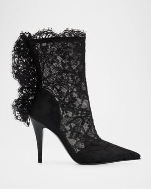 McQueen Heron Lace Ankle Boots - Black