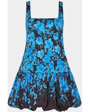 MILLY Wylma Floral Square-Neck Sleeveless Minidress - Blue