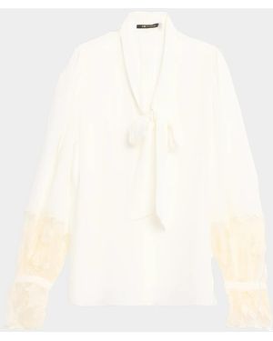 Kobi Halperin Jaxx Lace-Embellished Silk Blouse - Natural