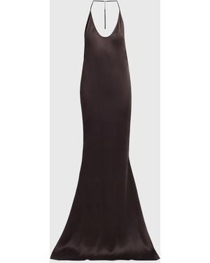 Tom Ford Draped Backless Satin Gown - Black