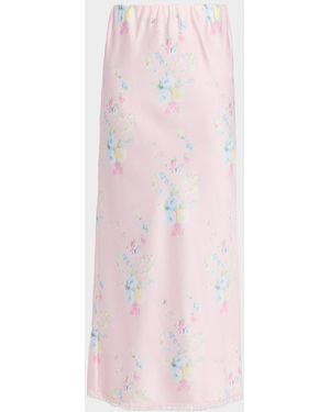 LoveShackFancy Kalo Satin Maxi Skirt - Pink