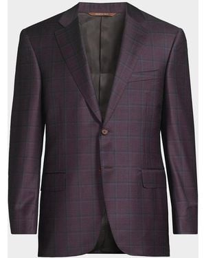 Canali Apos;S Siena Checked Classic Fit Sportcoat - Blue