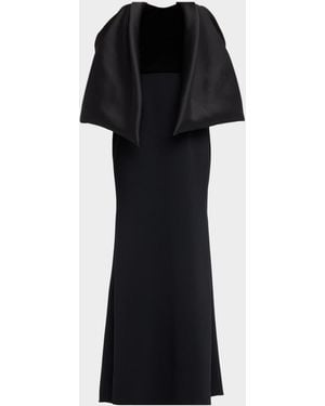 Bibhu Mohapatra Velvet And Crepe Off-The-Shoulder Gown - Black