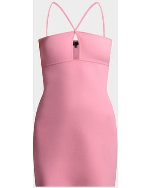 BCBGMAXAZRIA Josette Cutout Stretch Knit Halter Mini Dress - Pink
