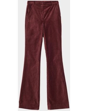 Veronica Beard Gracie Velvet High-Rise Flare Pants - Red