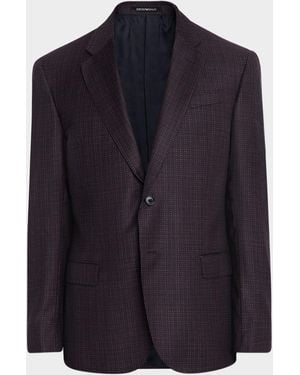Emporio Armani G Line Super 130S Wool Maxi-Birdseye Sport Coat - Blue