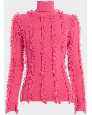 Zankov Nico Shredded Turtleneck Sweater - Pink