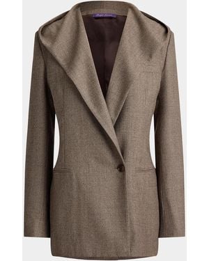 Ralph Lauren Stassie Hooded Single-Breasted Wool Jacket - Brown