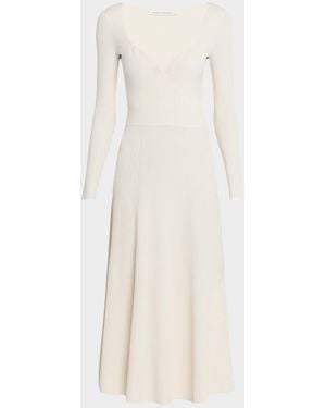Maria McManus Ribbed Bustier Long-Sleeve Midi Dress - Natural