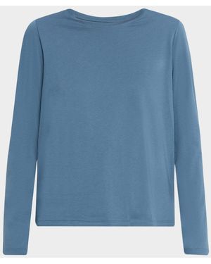 Eileen Fisher Crewneck Organic Cotton Jersey Top - Blue