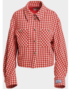 Essentiel Antwerp Check Wool-Blend Jacket With Patch Pockets - Red