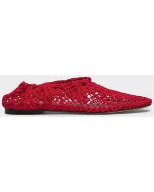STAUD Simone 35Mm Crochet Leather Sandals - Red