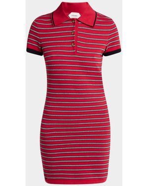 Versace Stripe Knit Mini Polo Dress - Red