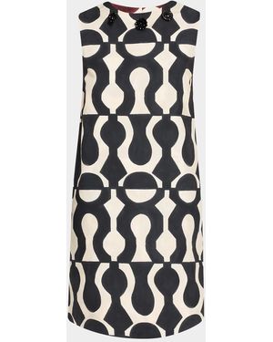 Max Mara Geo-Print Sleeveless Mini Shift Dress - White