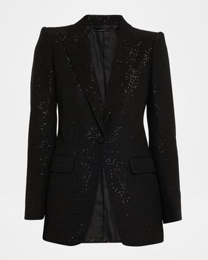 Tom Ford Sequined Single-Breasted Blazer Jacket - Black