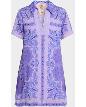 Johnny Was Paisley-Print Mini Shift Dress - Purple