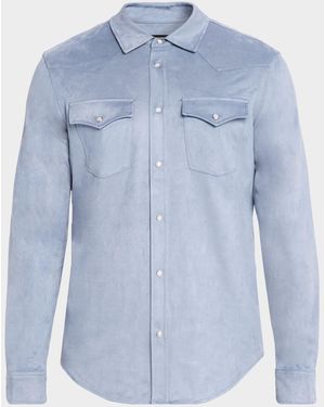 Monfrere Apos;S Eastwood Faux Suede Slim-Fit Shirt - Blue
