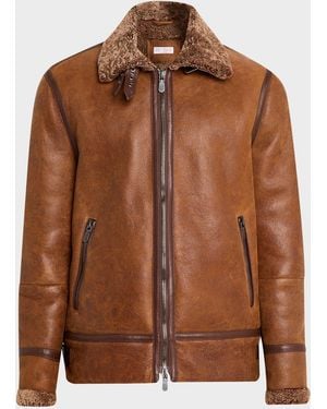 Brunello Cucinelli Apos;S B3 Pilot Shearling Aviator Jacket - Brown