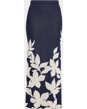 MISA Los Angles Shae Fitted Floral Maxi Skirt - Blue