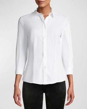 Carolina Herrera Classic Cotton Button-Front Shirt - White