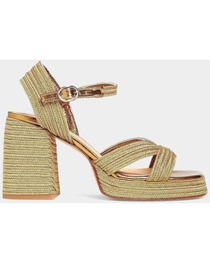 Castañer Valle Metallic Raffia Platform Sandals