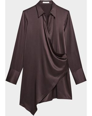 Helmut Lang Silk Wrap Shirtdress - Brown