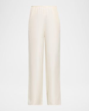 TOTEME Monogram Silk Pj Bottoms - White