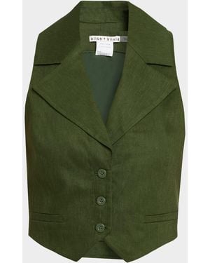Alice + Olivia Donna Linen-Blend Vest - Green