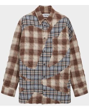 Loewe Apos;S Patchwork Plaid Button-Down Shirt - Multicolor