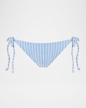 Shoshanna Geometric String Bikini Bottoms - Blue