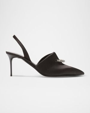 Balmain 75Mm Opa Noir Pierced Satin Slingback Pumps - Black
