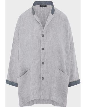 Eskandar Longer Back Wide Mandarin Jacket - Gray