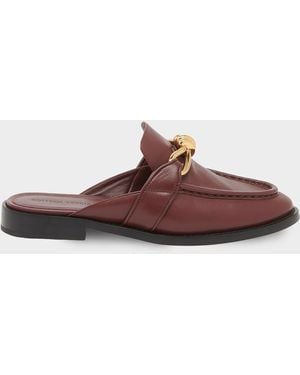 Bottega Veneta Astaire Knot Leather Loafer Mules - Brown