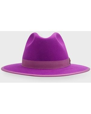 Keith James Queen Red-brim Wool Fedora Hat - Purple