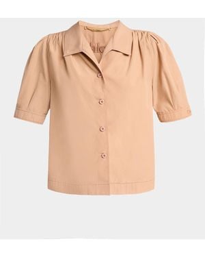 Chloé Cotton Poplin Short-Sleeve Shirt - Natural