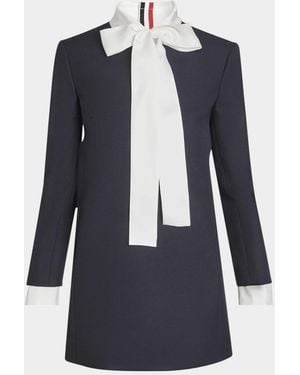 Thom Browne Tie-Neck Straight Shift Dress - Blue