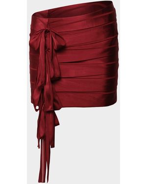 Et Ochs Reed Bow-Embellished Satin Chiffon Mini Skirt - Red