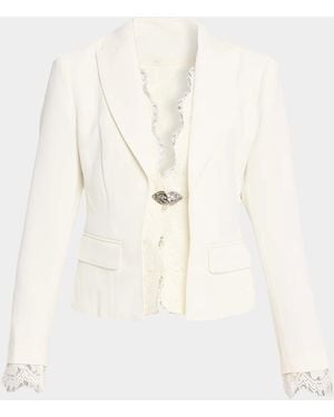 Ramy Brook Adela Lace-Trim Blazer - Natural